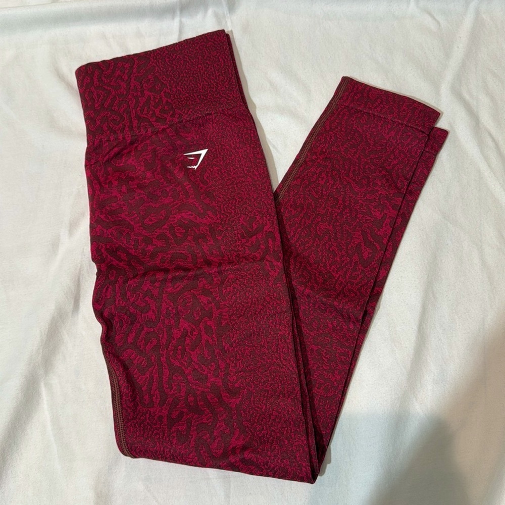 Red/Pink Animal Print Gymshark Adapt Seamless Leggings | M
